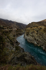 Canvas Print - Overcast view over Kawarau River, New Zealand.