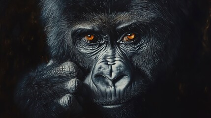 Wall Mural - vanishing gaze - portrait of a critically endangered mountain gorilla begging for the protection of 