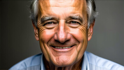 Senior grey-haired man smiling happy