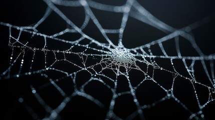 Wall Mural - light spider web isolated on black background for halloween card