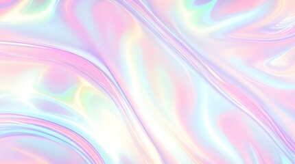 Wall Mural - Holographic background seamless trendy iridescent light foil texture. Soft holographic pastel unicorn marble background pattern. Modern pearlescent blurry abstract swirl illustration.	
