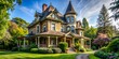© sarinya - Victorian house with a turret surrounded by lush greenery, Victorian, house, turret, architecture, historical