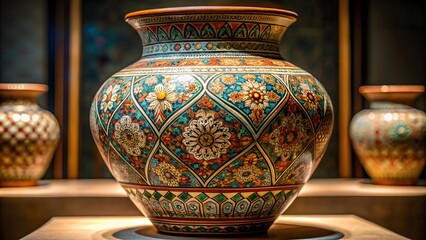 Ancient cultural vase with intricate patterns and designs, ancient, cultural, vase, pottery