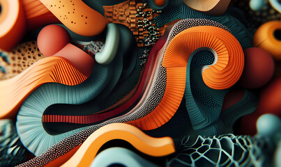 abstract 3d doodle with unique shape and pattern background