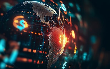 Aufkleber - High-Tech Control Room for Cross-Border E-Commerce Transactions with Real-Time Data