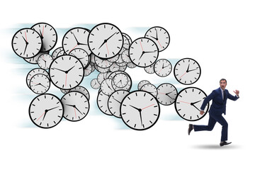 Wall Mural - Time stress management concept with businessman