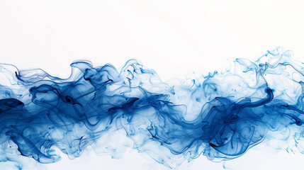 Wall Mural - Abstract blue ink smoke swirling in water against white background