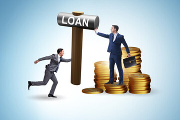 Poster - Businessman in loan and debt concept