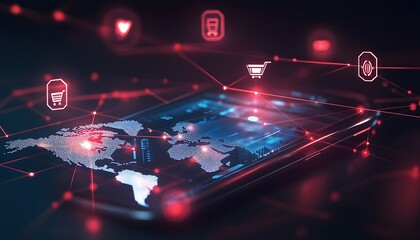 Aufkleber - High-Tech Control Room for Monitoring Mobile Commerce with Real-Time Data