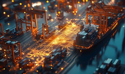 Aufkleber - High-Tech Warehouse with Automated Systems and Real-Time Inventory Management