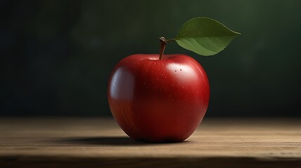 red apple on a green leaf