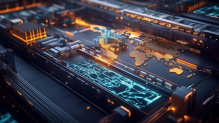 Aufkleber - Visualization of Global E-Commerce Expansion with Digital Storefronts on 3D Map