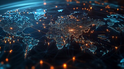 Aufkleber - Futuristic E-Commerce Platform Interface with Expanding Global Market Reach