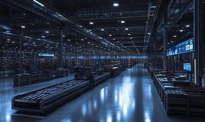 Aufkleber - State-of-the-Art Fulfillment Center with Automated Sorting and Drone Shipping