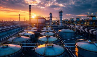 big industrial oil tanks in a refinery base