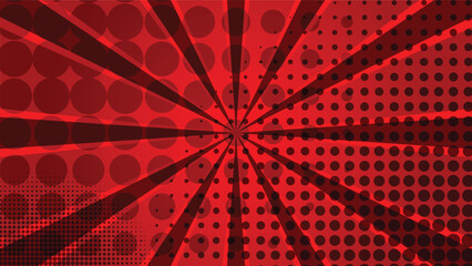 Wall Mural - abstract red comic sunburst background with graphic halftone dot decoration