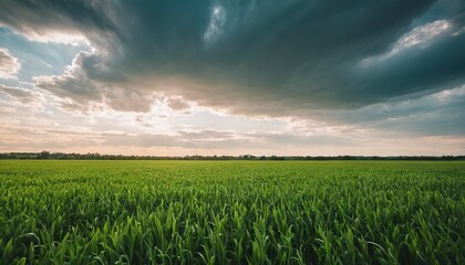 Wall Mural - Large harvest of wheat in summer on the field landscape with blue sky and clouds Wide shot 11