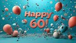 © Ирина Батюк - Diamond jubilee: text happy 60 years, celebrating six decades of cherished memories, accomplishments, and enduring relationships, lifetime of joy and looking forward to future adventures