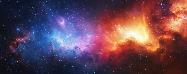 Wall Mural - a stunning cosmic landscape showcasing vibrant colors of a nebula with stars in the vastness of spac
