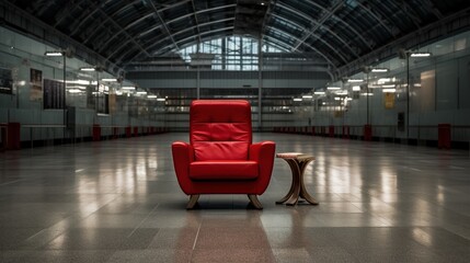 Poster - Red Armchair in a Grand Hall