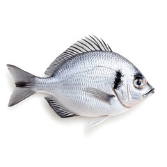 Wall Mural - Striking Monochrome Fish Against Clean White Backdrop