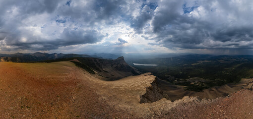 Wall Mural - Dramatic Stormy Sunset Over Alberta Mountains, Canada Landscape