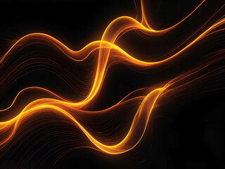 Wall Mural - abstract neon Beautiful bright motley yellow orange energy magical cosmic fiery wall of lines waves flames on a black background