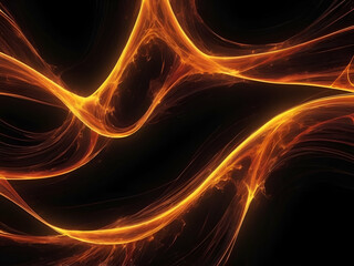 Wall Mural - abstract neon Beautiful bright motley yellow orange energy magical cosmic fiery wall of lines waves flames on black background