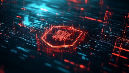 Leinwandbilder - Visualization of Secure Network with Protective Shield Deflecting Cyber Threats