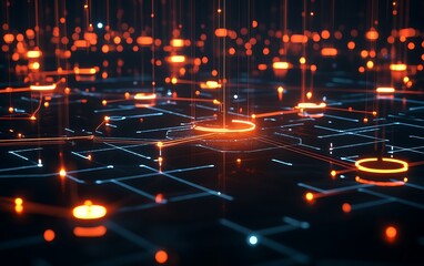 Leinwandbilder - Futuristic Network Diagram Showing Interconnected Servers with Advanced Security
