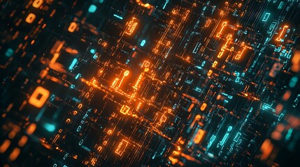 Leinwandbilder - Visualization of Encrypted Data with Glowing Locks and Keys in a High-Tech Environment