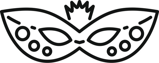 Sticker - Simple line drawing of a festive mask with decorative embellishments, ideal for projects related to carnivals, parties, and celebrations