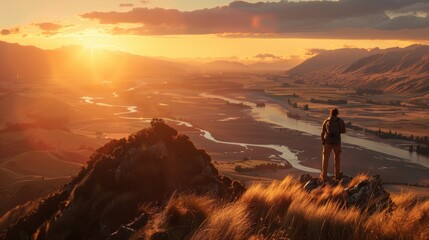 Wall Mural - Sunset view from mountain peak