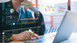 © cherdchai - investment financial concept Business finance data analytics graph.Financial management technology.Advisor using KPI Dashboard on virtual screen, man using computer laptop working with data charts
