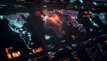 Leinwandbilder - High-Tech Cyber Security Dashboard Displaying Real-Time Firewall Defenses