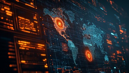 Leinwandbilder - High-Tech Cyber Security Dashboard Displaying Real-Time Firewall Defenses