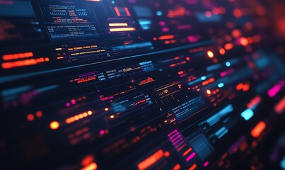 Leinwandbilder - Close-Up of Digital Firewall System Blocking Potential Cyber Attacks