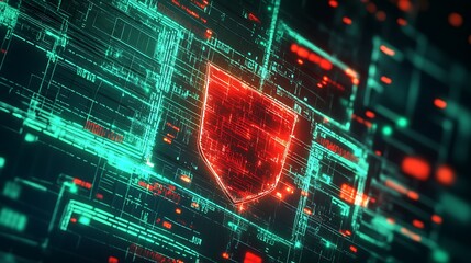Leinwandbilder - Secure Network Visualization with Firewall Shield Blocking Cyber Threats