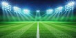 © sarinya - Football field with bright green grass and vibrant lights