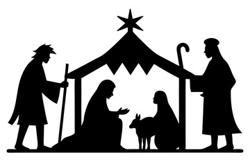 Wall Mural - 

Nativity Scene Silhouette, Christmas, Nativity Christmas Scene vector illustration

