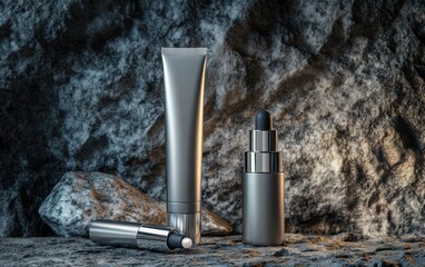 Luxury Skincare Products on Stone Background