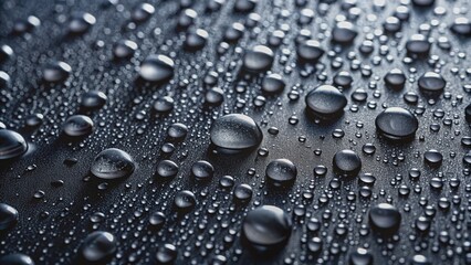 Close-up of water droplets on rough black surface, water, droplets, black, rough, texture, close-up, macro, background, abstract