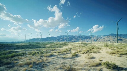 Wind Turbines in a Desert Landscape