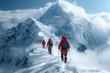 © Rayhanbp - Three people are hiking up a snowy mountain