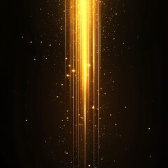 Abstract golden lines with glowing particles on black background.