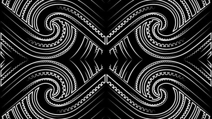 Wall Mural - Loopable Traditional Maori Motion Background with Koru or Silver Fern Fiddlehead Pattern