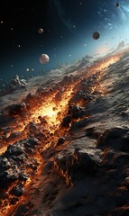 Poster - Meteor approaching Earth in space