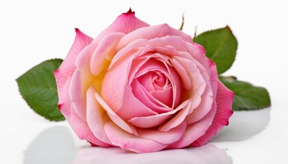 Wall Mural -  Elegance in Bloom  A single pink rose with a hint of yellow