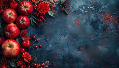 Wall Mural - red apple with leaves