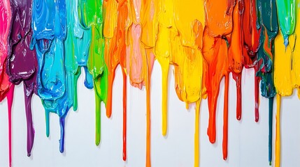 Colorful paint dripping isolated on white